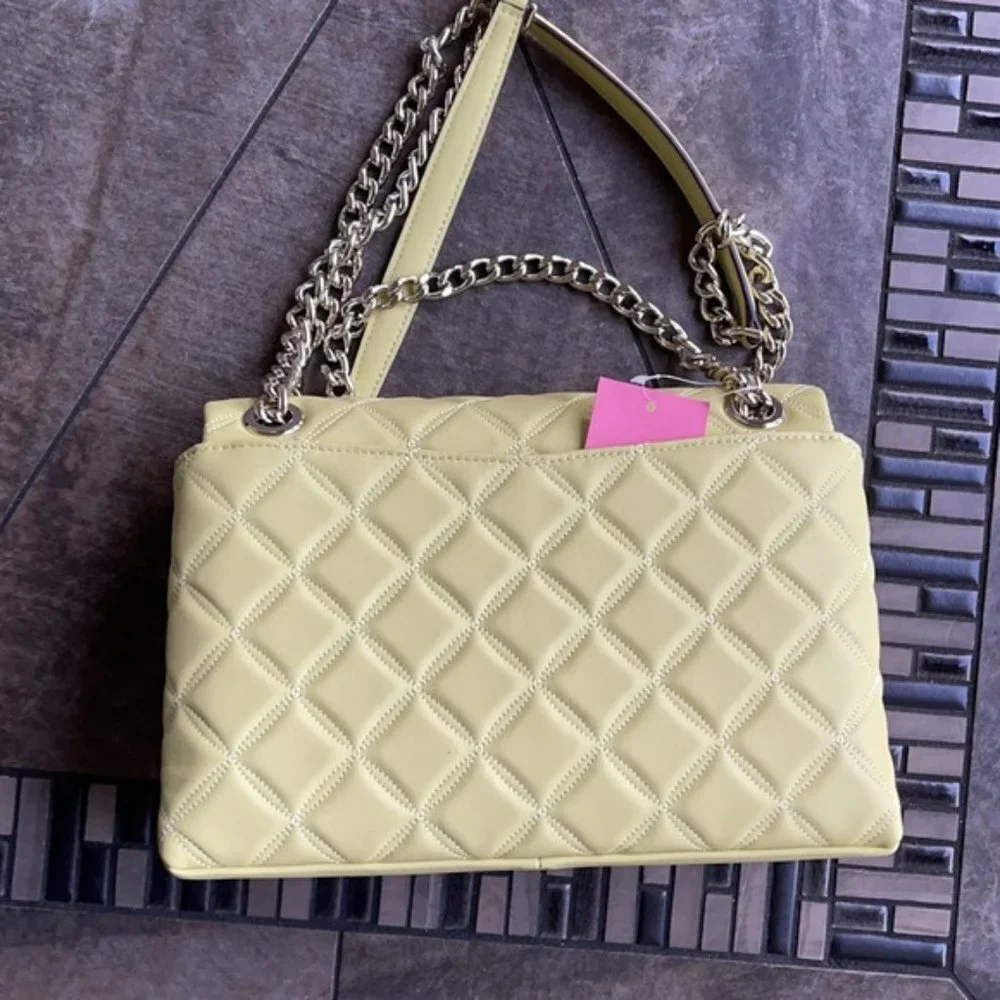 Kate Spade Natalia Smooth Leather Medium Flap Shoulder Bag Frosty Lime